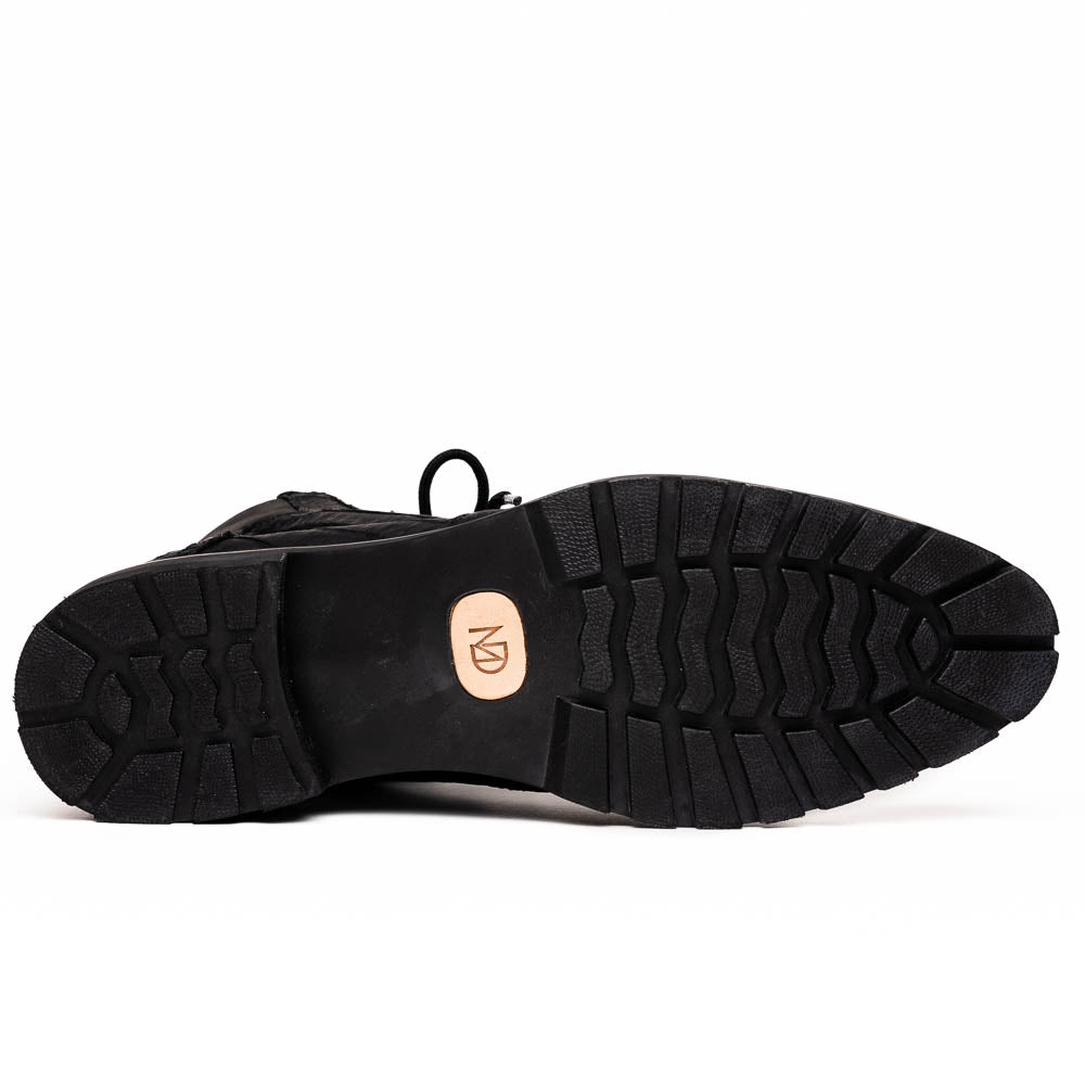 LEONI Genuine Caiman Belly Boot Oil Black