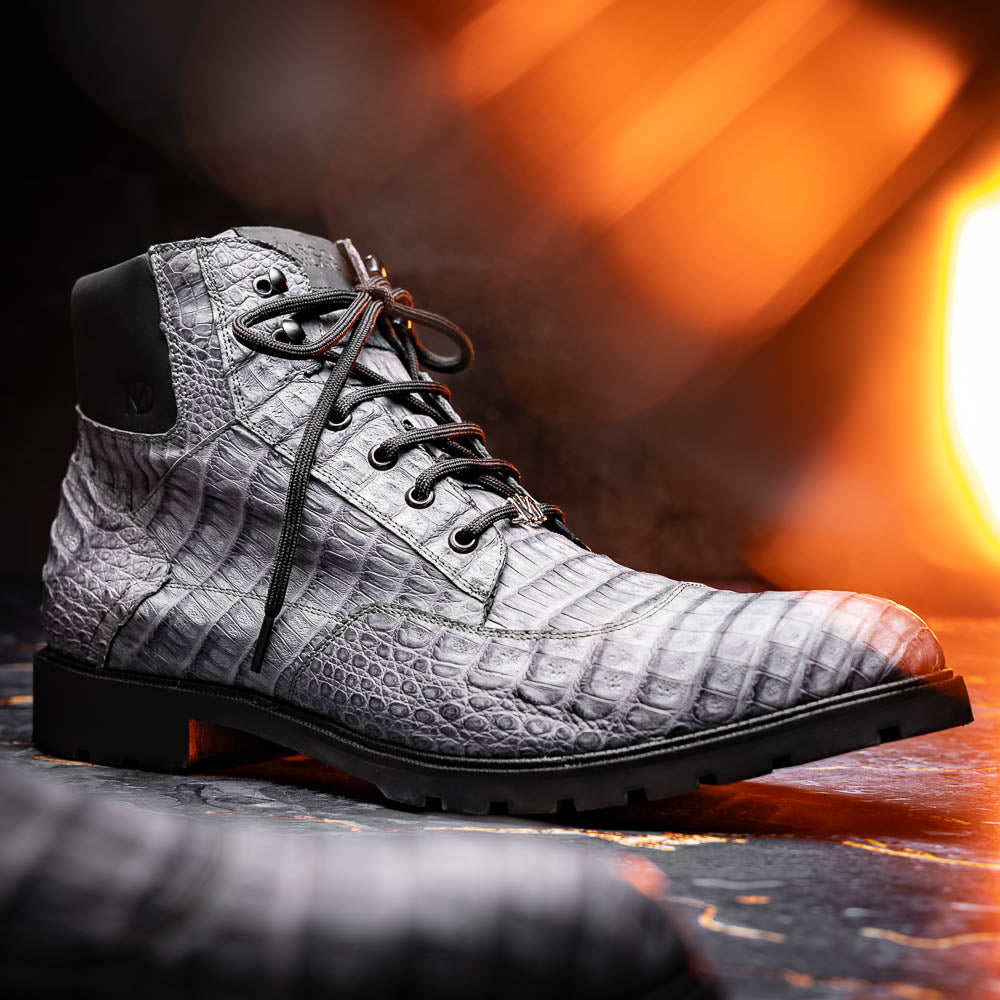 Marco Di Milano Genuine Caiman Belly Boot Leoni Oil Gray