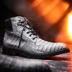 Marco Di Milano Genuine Caiman Belly Boot Leoni Oil Gray