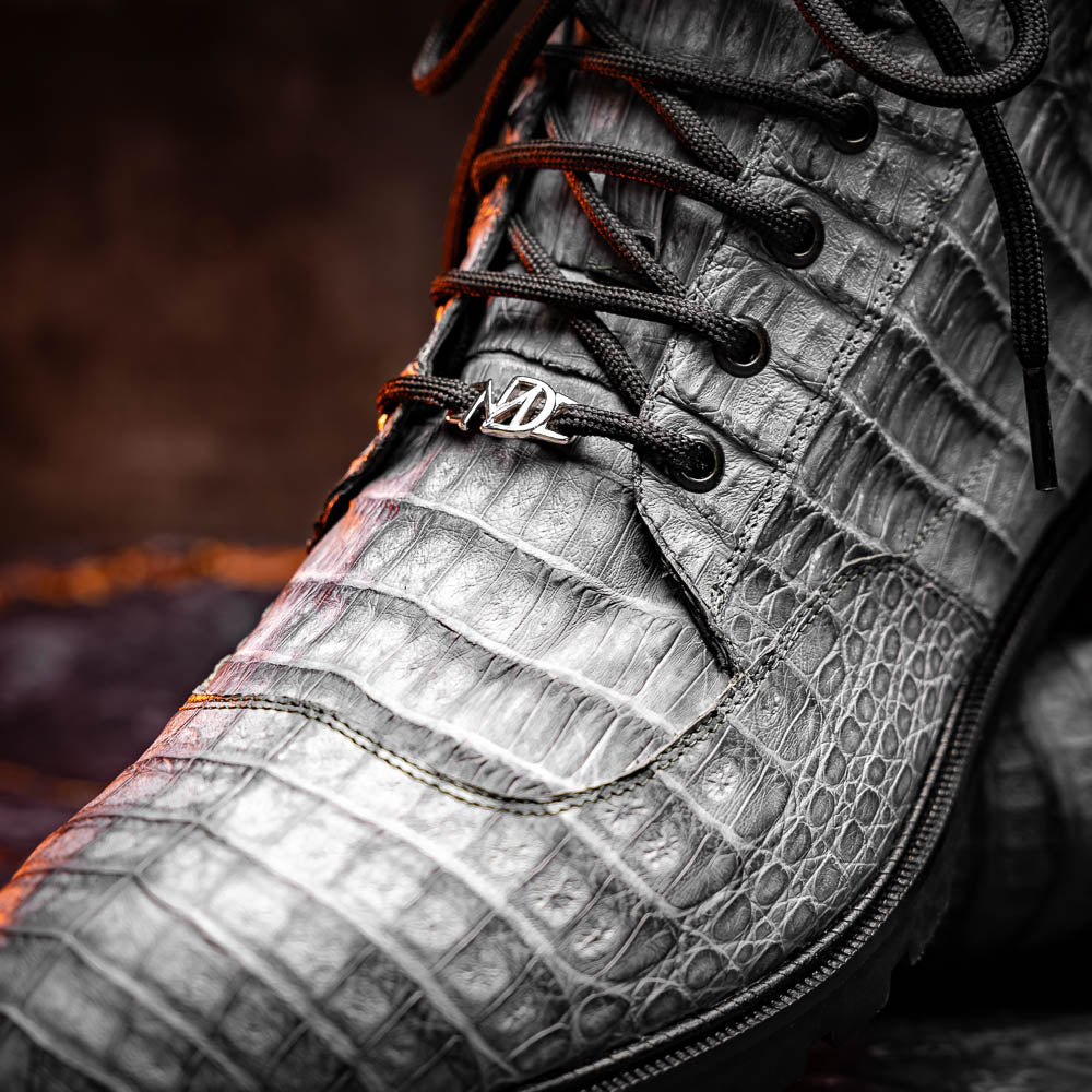Marco Di Milano Genuine Caiman Belly Boot Leoni Oil Gray