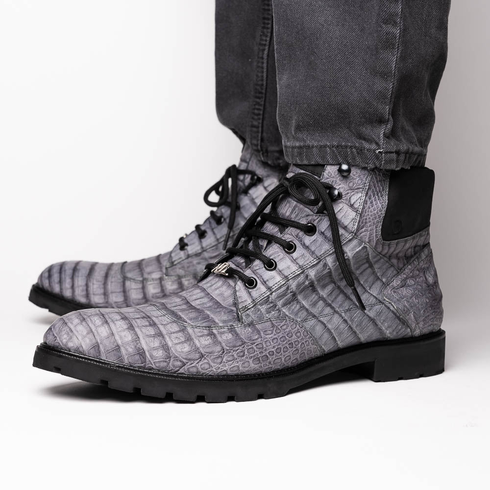 Marco Di Milano Genuine Caiman Belly Boot Leoni Oil Gray