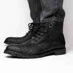 LEONI Genuine Caiman Belly Boot Oil Black
