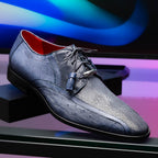 Lucca Stingray and Ostrich dress Derby's Tasseled Laces Shoes Navy
