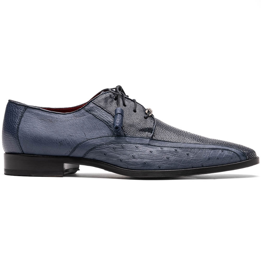 Lucca Stingray and Ostrich dress Derby's Tasseled Laces Shoes Navy