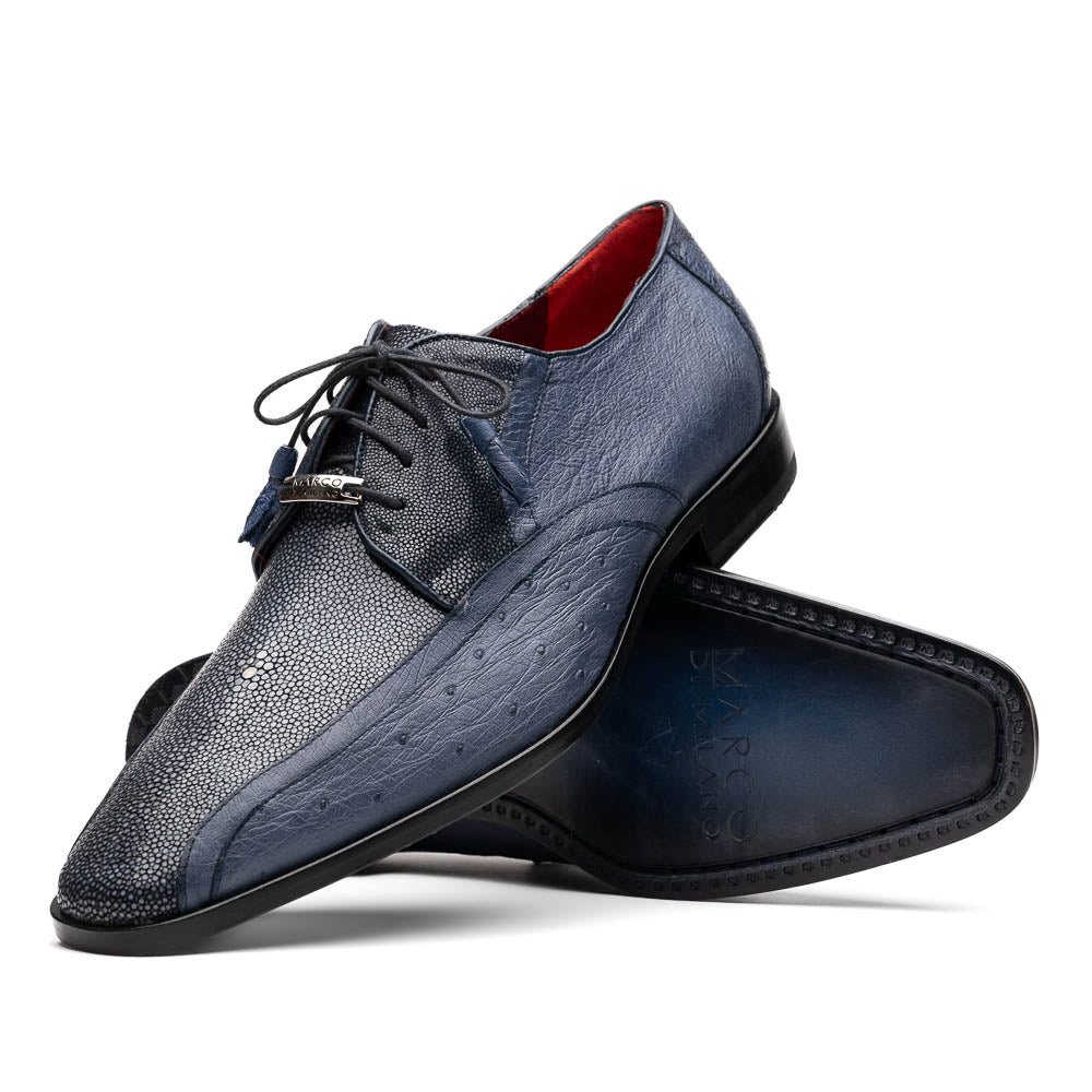 Lucca Stingray and Ostrich dress Derby's Tasseled Laces Shoes Navy