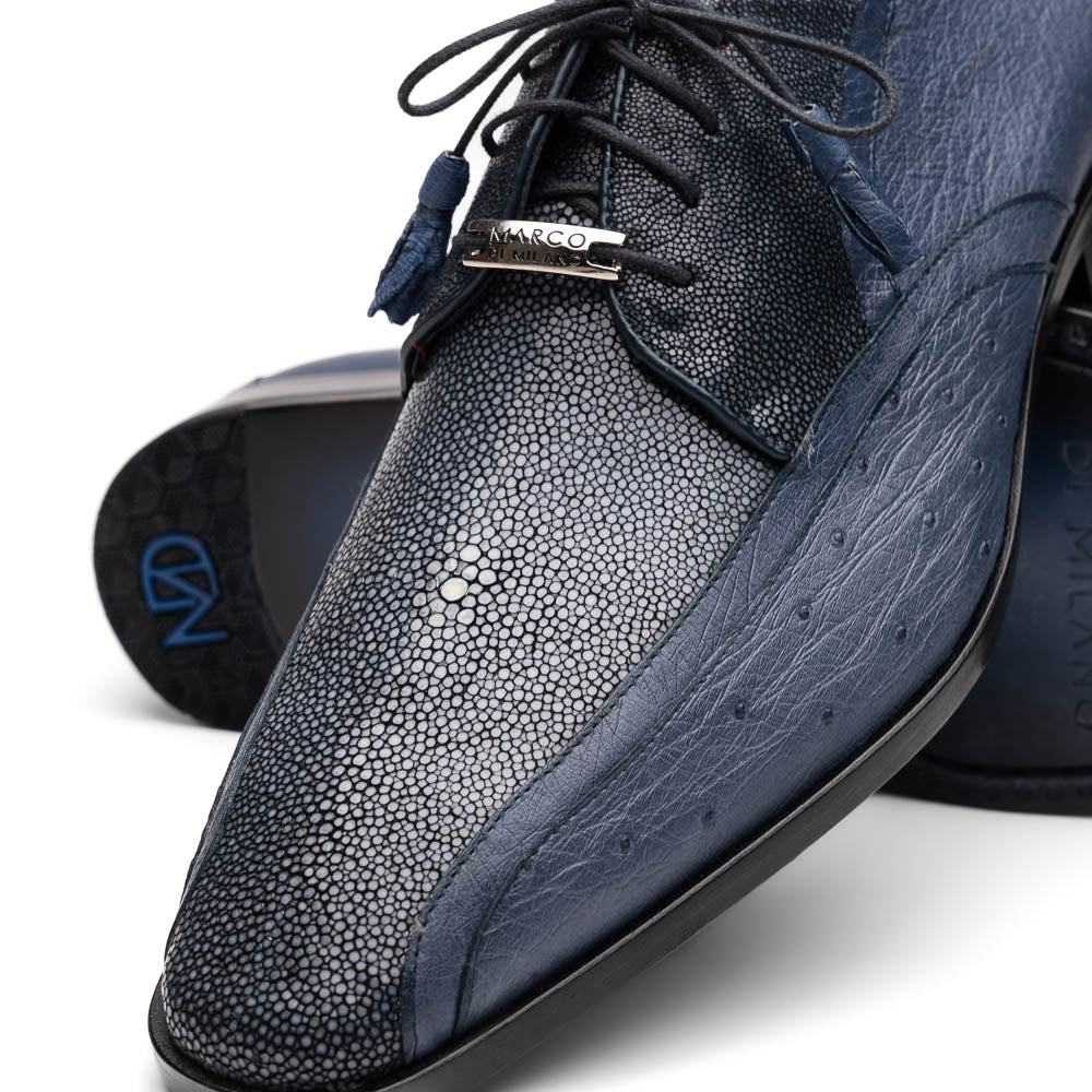 Lucca Stingray and Ostrich dress Derby's Tasseled Laces Shoes Navy
