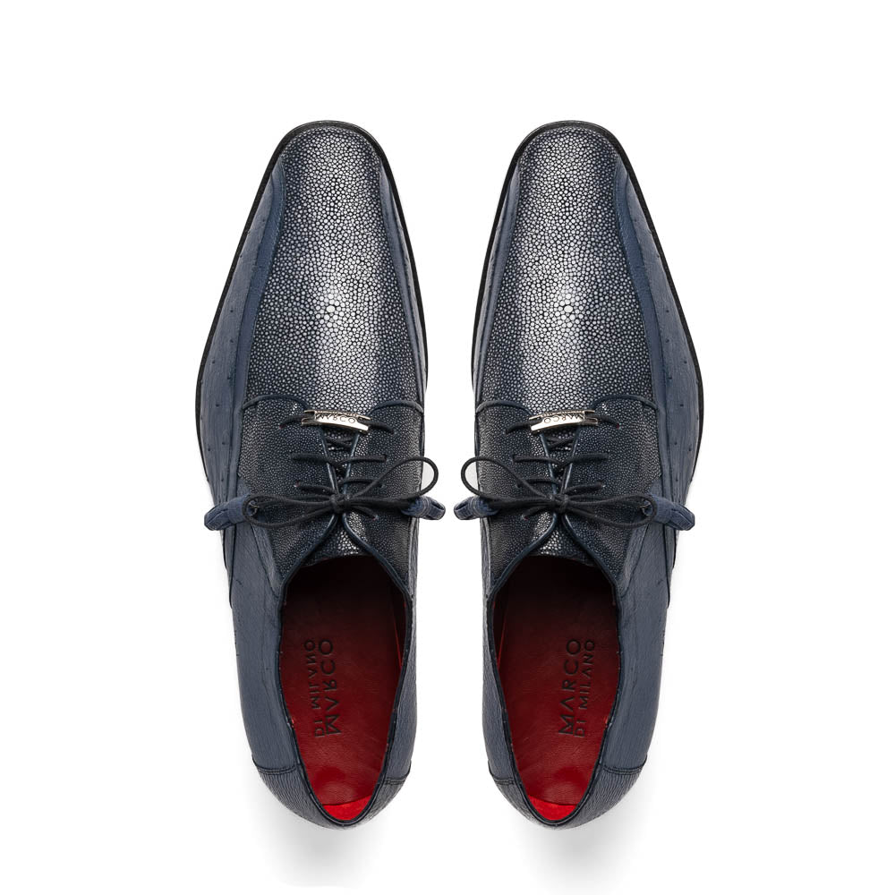 Lucca Stingray and Ostrich dress Derby's Tasseled Laces Shoes Navy