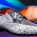 Lucca Stingray and Ostrich Dress Derby's Shoes Gray Newspaper