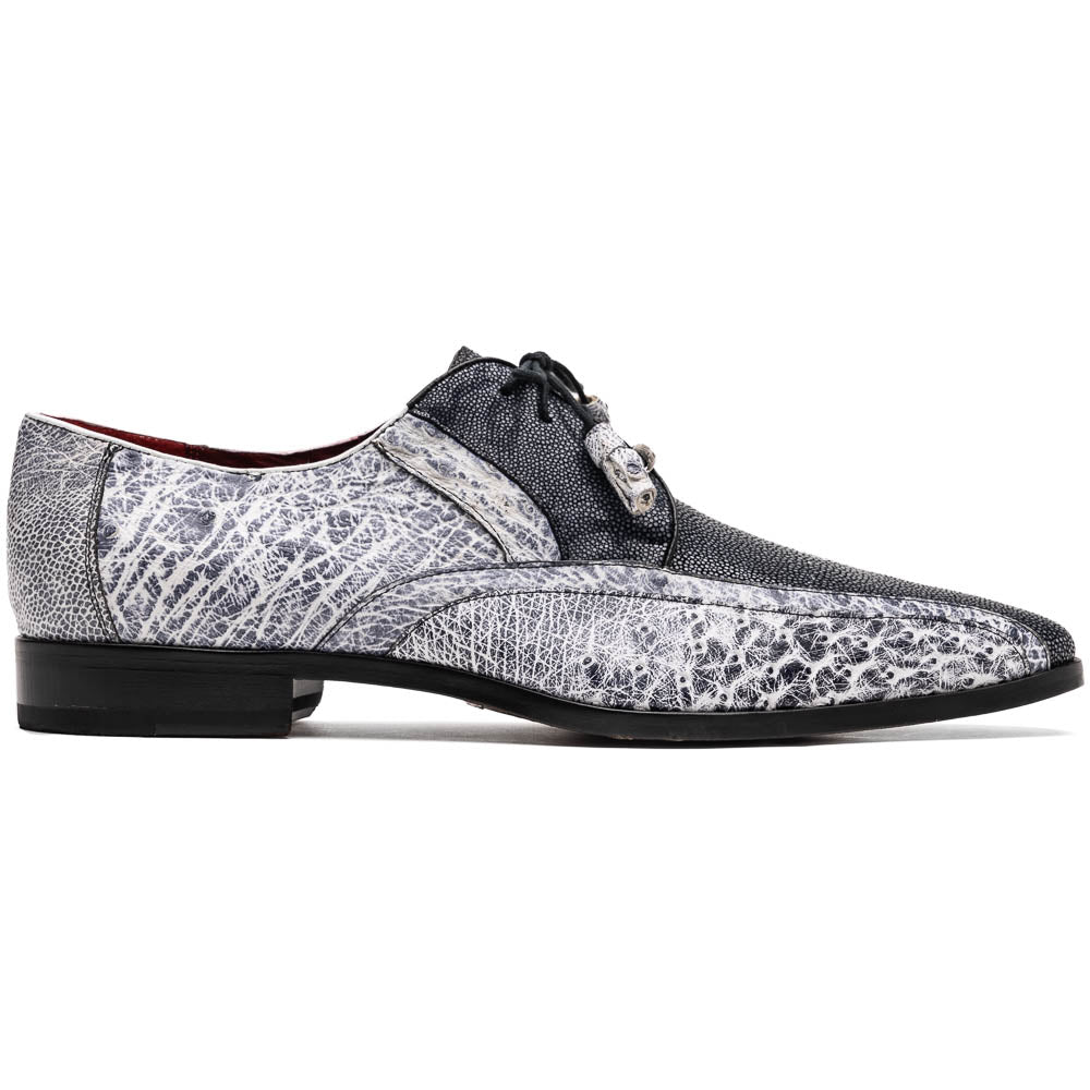 Lucca Stingray and Ostrich Dress Derby's Shoes Gray Newspaper