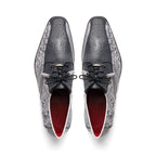 Lucca Stingray and Ostrich Dress Derby's Shoes Gray Newspaper