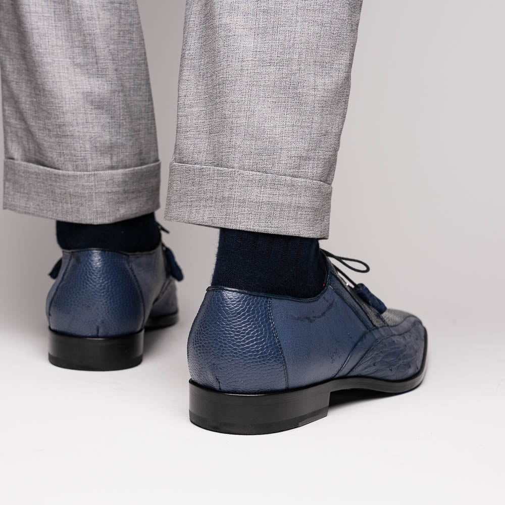 Lucca Stingray and Ostrich dress Derby's Tasseled Laces Shoes Navy