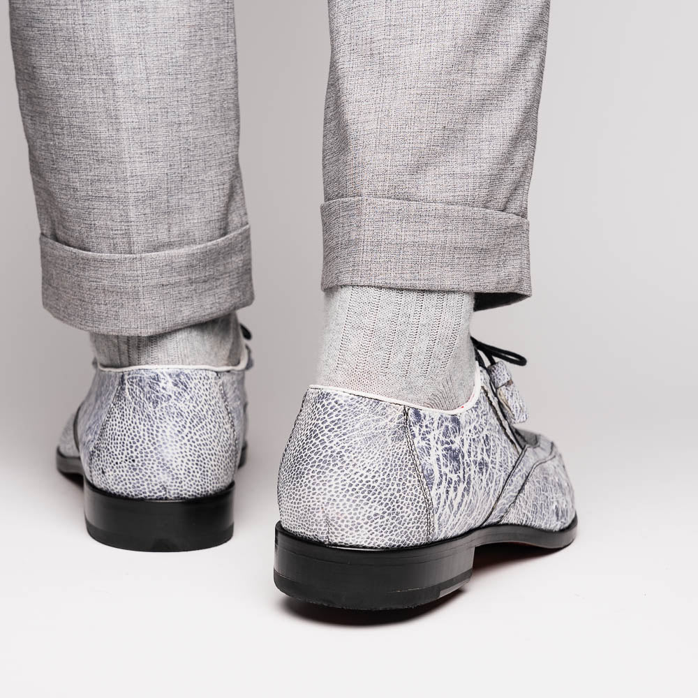 Lucca Stingray and Ostrich Dress Derby's Shoes Gray Newspaper