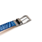 LUCIANO Genuine Caiman Back & Belly Exotic Belt Blue / Brandy