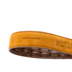 LUCIANO Genuine Caiman Back &Belly Exotic Belt Brown / Cognac