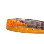 LUCIANO Genuine Caiman Back &Belly Exotic Belt Brown / Cognac