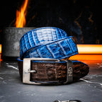 Marco Di Milano Genuine Caiman Back & Belly Exotic Belt Luciano Navy / Brown