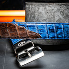 Marco Di Milano Genuine Caiman Back & Belly Exotic Belt Luciano Navy / Brown