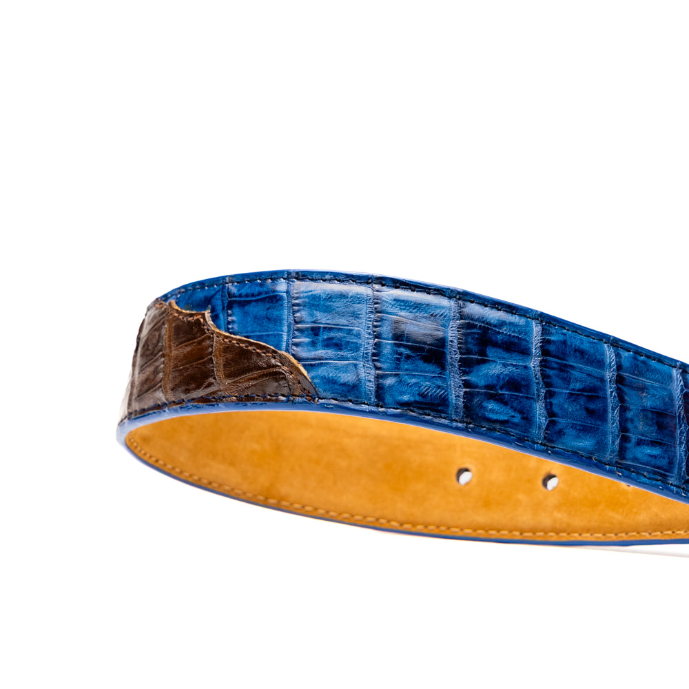 Marco Di Milano Genuine Caiman Back & Belly Exotic Belt Luciano Navy / Brown