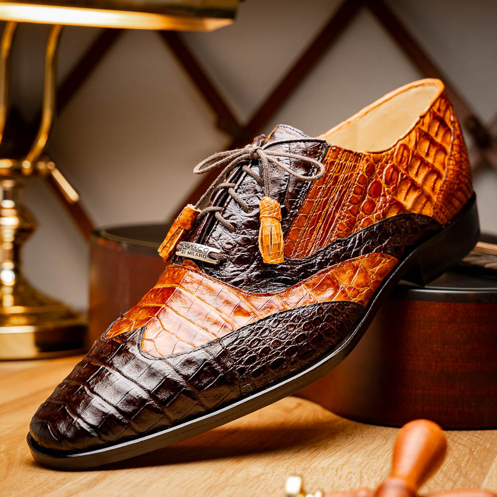 Men's Shoes Genuine caiman crocodile Luciano Brown / Cognac