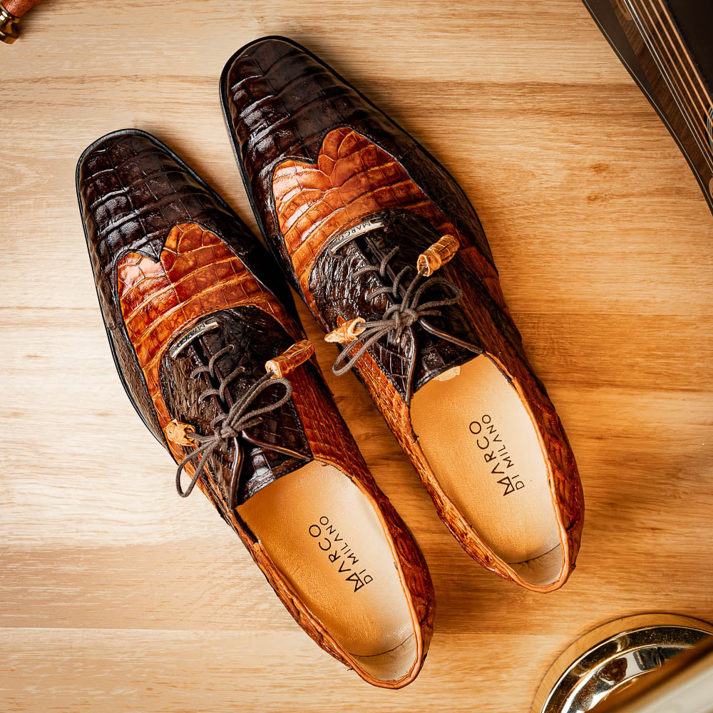 Men's Shoes Genuine caiman crocodile Luciano Brown / Cognac
