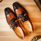 Men's Shoes Genuine caiman crocodile Luciano Brown / Cognac