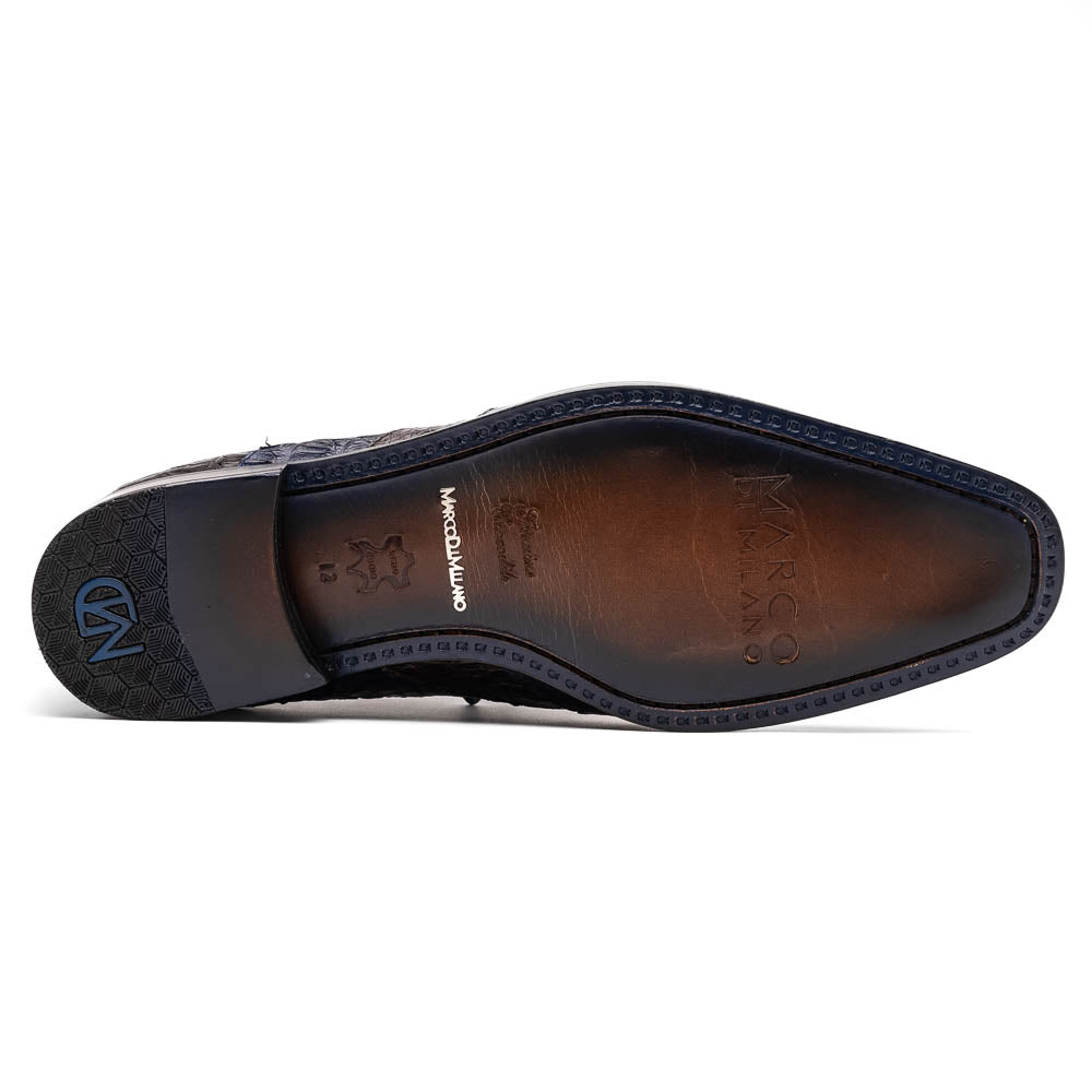 Luciano Two Tone Wingtip Dress Derby's Shoes Caiman Leather Navy / Brown