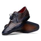 Luciano Two Tone Wingtip Dress Derby's Shoes Caiman Leather Navy / Brown