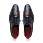 Luciano Two Tone Wingtip Dress Derby's Shoes Caiman Leather Navy / Brown