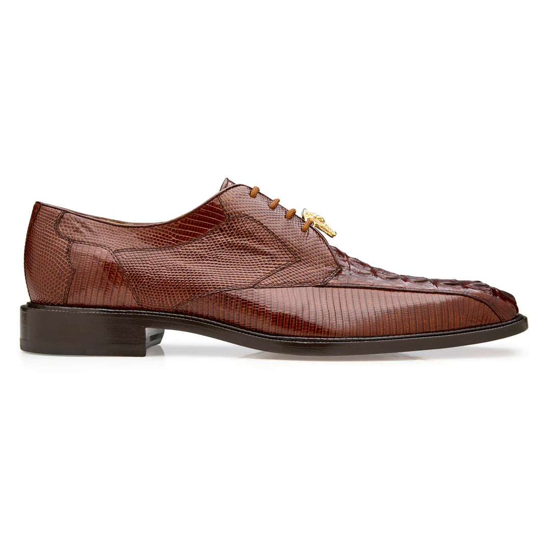 Belvedere Genuine Caiman and Lizard Bicycle toe lace up Shoes Lusso Walnut
