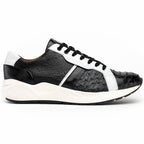Lyon II Genuine Ostrich and Calfskin Fashion Sneaker Black / White