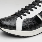 Lyon II Genuine Ostrich and Calfskin Fashion Sneaker Black / White