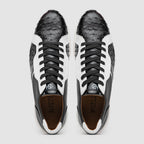 Lyon II Genuine Ostrich and Calfskin Fashion Sneaker Black / White