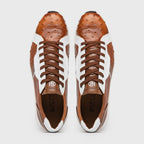 Lyon II Genuine Ostrich and Calfskin Fashion Sneaker Brandy / White