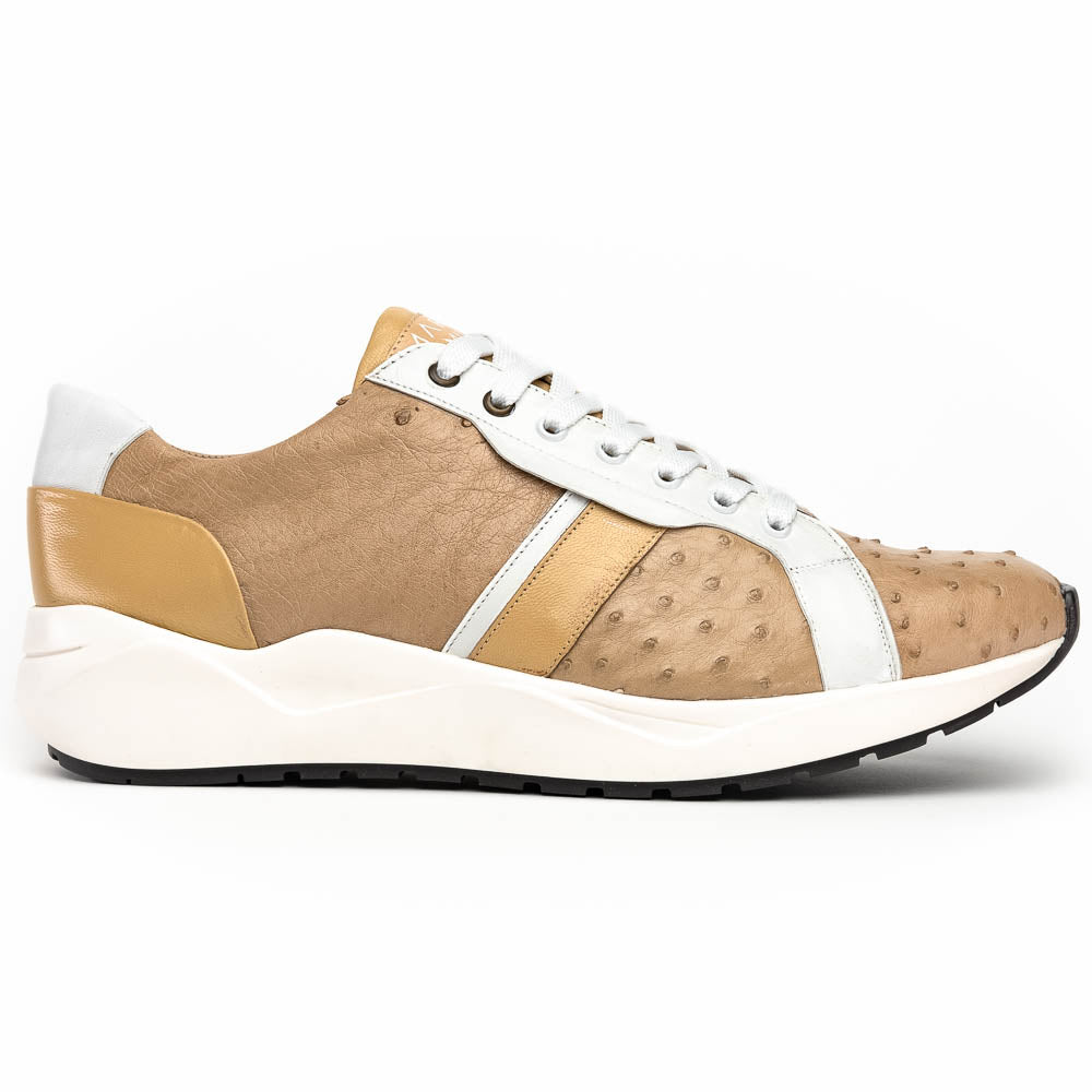 Lyon II Genuine Ostrich and Calfskin Fashion Sneaker Orix / White