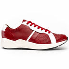 Lyon II Genuine Ostrich and Calfskin Fashion Sneaker Red / White