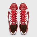 Lyon II Genuine Ostrich and Calfskin Fashion Sneaker Red / White