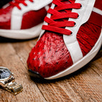 Lyon II Genuine Ostrich and Calfskin Fashion Sneaker Red / White