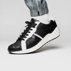 Lyon II Genuine Ostrich and Calfskin Fashion Sneaker Black / White