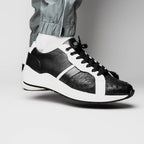 Lyon II Genuine Ostrich and Calfskin Fashion Sneaker Black / White