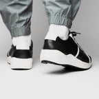 Lyon II Genuine Ostrich and Calfskin Fashion Sneaker Black / White