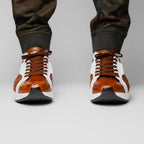 Lyon II Genuine Ostrich and Calfskin Fashion Sneaker Brandy / White