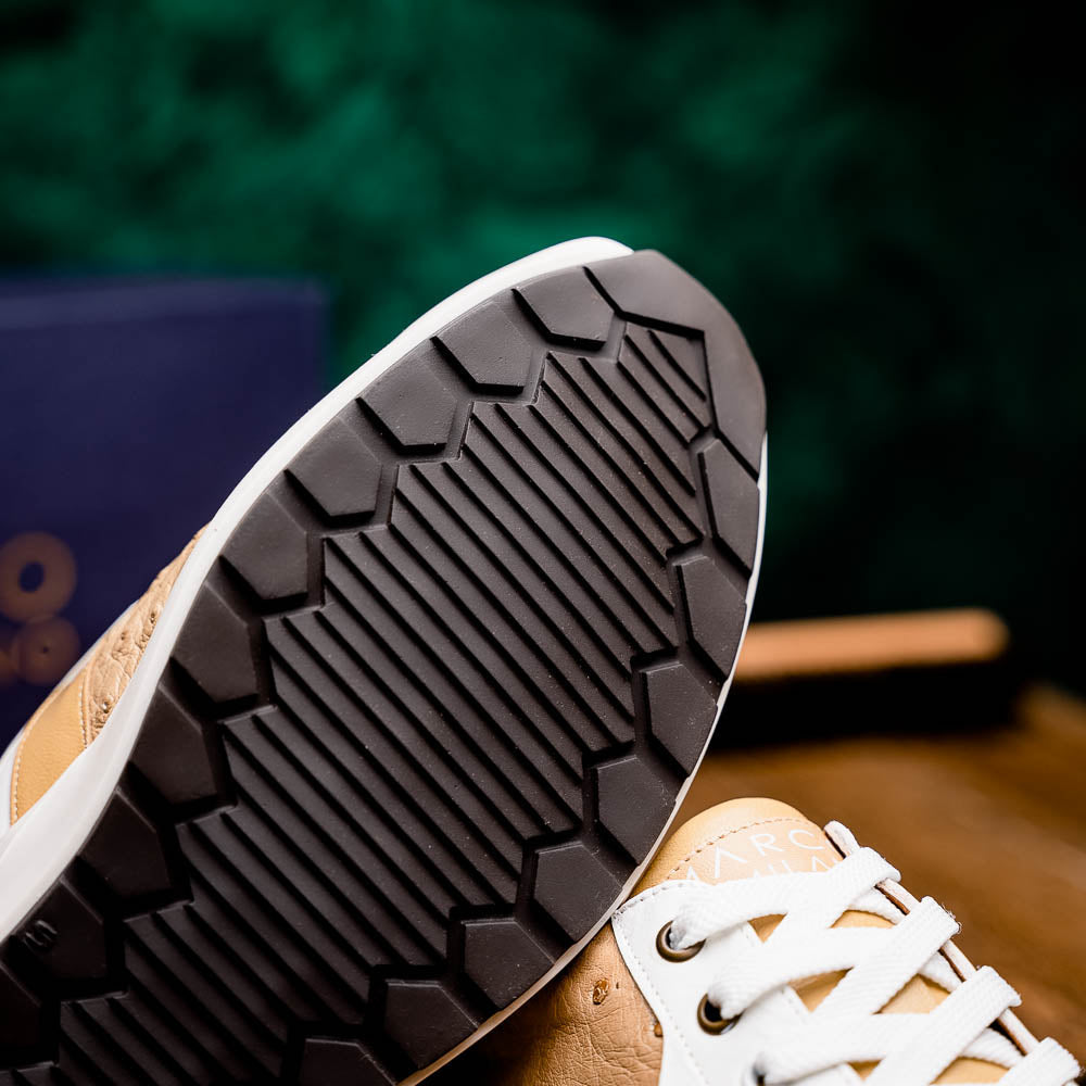 Lyon II Genuine Ostrich and Calfskin Fashion Sneaker Orix / White