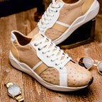 Lyon II Genuine Ostrich and Calfskin Fashion Sneaker Orix / White