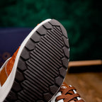 Lyon II Genuine Ostrich and Calfskin Fashion Sneaker Brandy / White