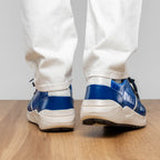 Lyon Genuine Ostrich Classic Calfskin Fashion Sneaker Blue / White