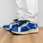 Lyon Genuine Ostrich Classic Calfskin Fashion Sneaker Blue / White