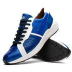 Lyon Genuine Ostrich Classic Calfskin Fashion Sneaker Blue / White