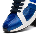 Lyon Genuine Ostrich Classic Calfskin Fashion Sneaker Blue / White