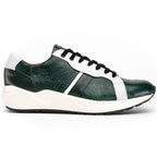 Lyon Genuine Ostrich and Calfskin Fashion Sneaker Green / White