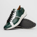 Lyon Genuine Ostrich and Calfskin Fashion Sneaker Green / White